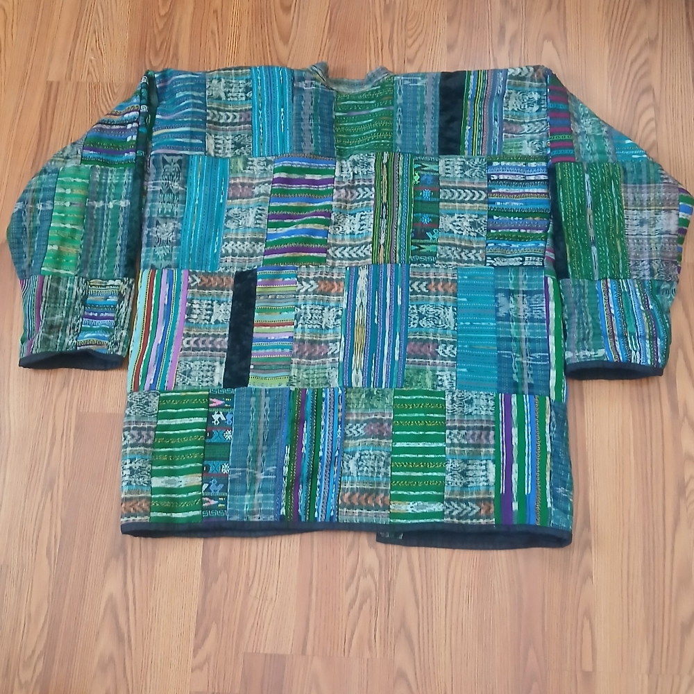 Women’s 2X Boho Patchwork Kimono Jacket Oversized… - image 4